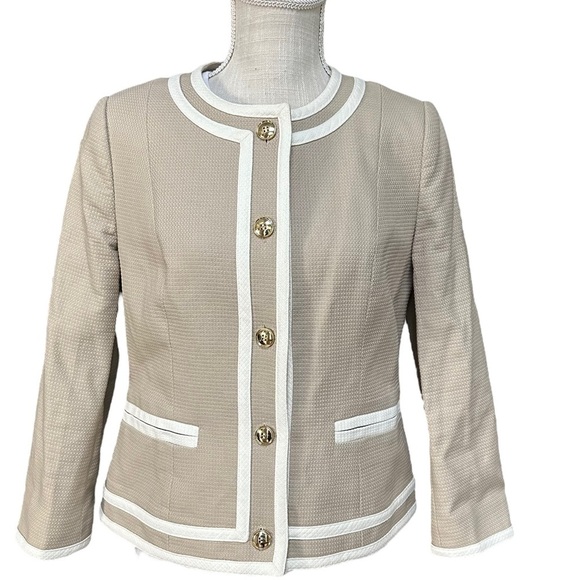 Pendleton White & Tan Button‎ Down Business Blazer Size: 8 - Picture 1 of 13